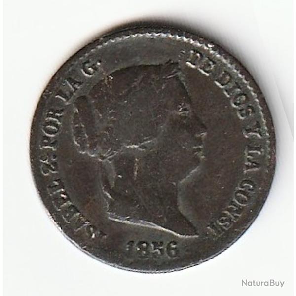 Pi�ce de Monnaie Espagne 10 centimos Isabelle II 1856 Recherch�e