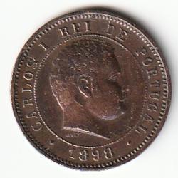 Pi&egrave;ce de Monnaie Portugal 5 r&eacute;is - Charles Ier 1898 Recherch&eacute;e Bronze