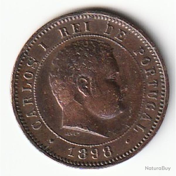 Pi�ce de Monnaie Portugal 5 r�is - Charles Ier 1898 Recherch�e Bronze
