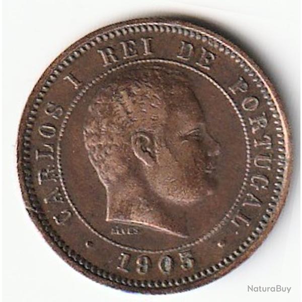 Pi�ce de Monnaie Portugal 5 r�is - Charles Ier 1905 Recherch�e Bronze
