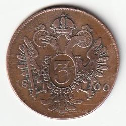 Pi&egrave;ce de Monnaie  AUTRICHE 3 kreuzer - Fran&ccedil;ois II 1800 G
