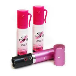 Kit D&eacute;fense Femme Rose Lipstick 2 000 000 Volts + 2 Bombes Lacrymog&egrave;nes