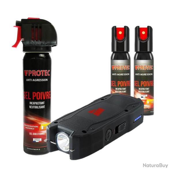 Pack Auto-D�fense Complet VP3000 avec Shocker et Gel Poivre