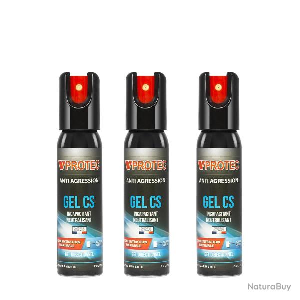 Bombe Lacrymog�ne Gel CS 25ml x3 Fabrication Fran�aise