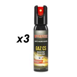 Pack Impact Gaz CS 25mL x3 Bombe Lacrymog&egrave;ne de D&eacute;fense