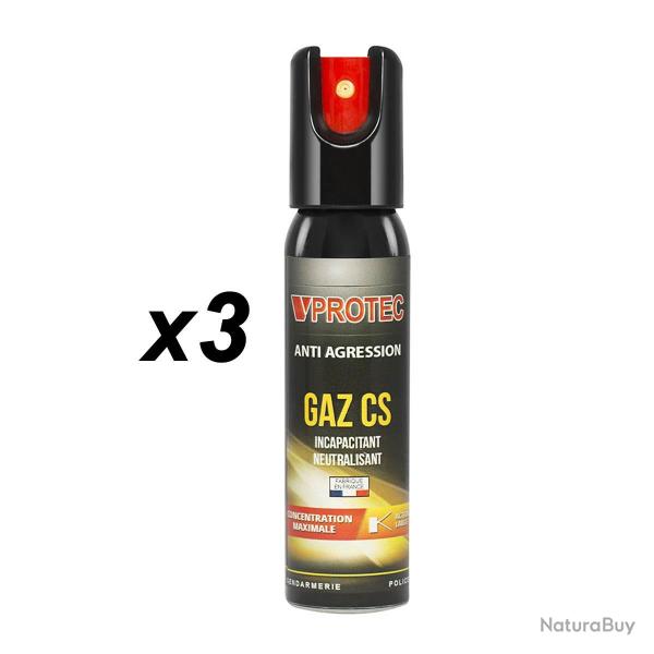 Pack Impact Gaz CS 25mL x3 Bombe Lacrymog�ne de D�fense