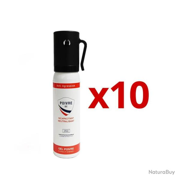 Pack de 10 Bombes Lacrymog�nes Gel Poivre 25ml Compactes