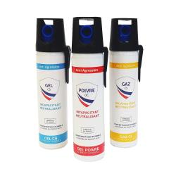 Pack 3 Bombes Lacrymog&egrave;nes 75ml Gaz et Gel Poivre