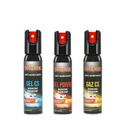 Pack 3 Bombes Lacrymog&egrave;nes 25ml Vprotec Gaz Gel Poivre