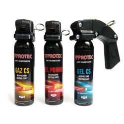 Pack 3 Extincteurs Lacrymog&egrave;nes Gaz Gel Poivre 100ml VPROTEC