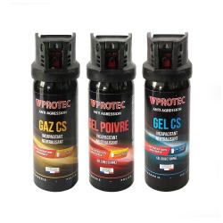 Pack Bombes Lacrymog&egrave;nes 50ML Gaz, Gel et Poivre