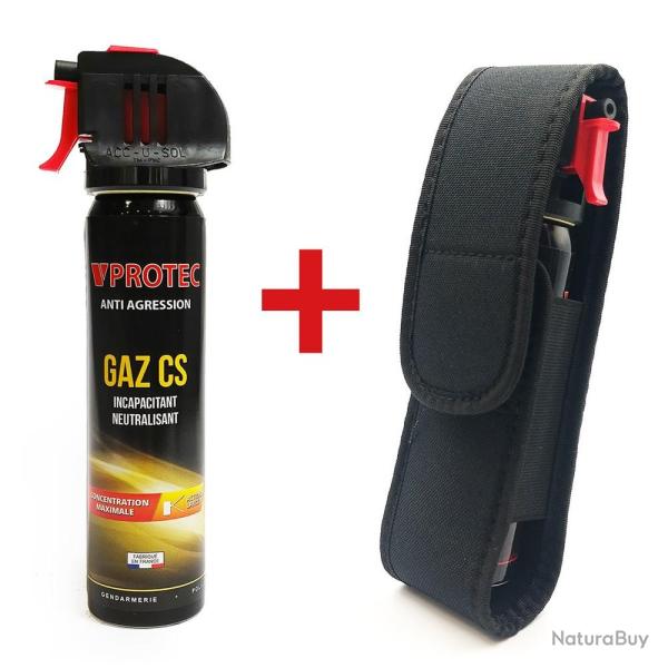 A�rosol Gaz CS 75ml VProtec avec Holster Ceinture S�curis�