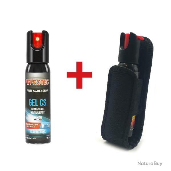 Spray de D�fense Impact GEL CS 25 ml VProtec avec Holster Ceinture