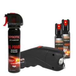 Pack Auto-D&eacute;fense Complet avec Shocker 3 200 000 Volts et Bombes Poivre