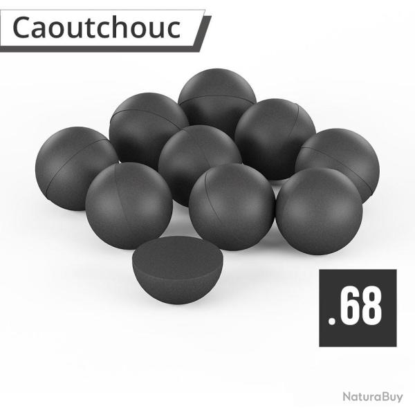 Balles caoutchouc T4E Cal.68 Rubberball noire mat