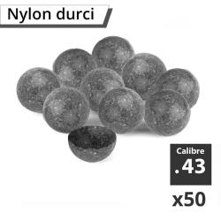 50 Balles Durcies Nylon Calibre .43 Haute R&eacute;sistance