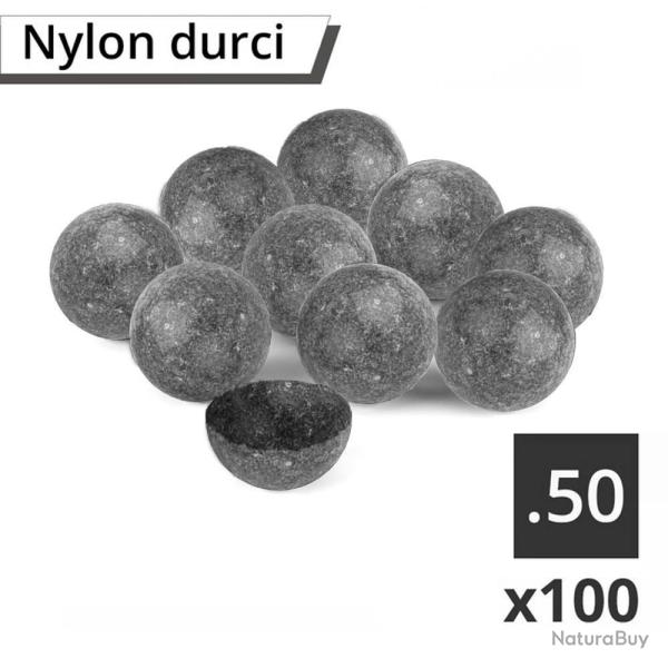 100 Balles Durcies Nylon Calibre .50