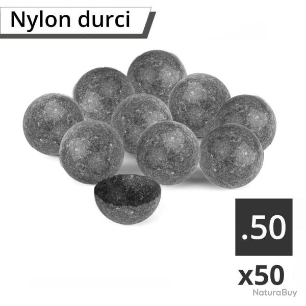 50 Billes Durcies Nylon Calibre .50 Haute R�sistance