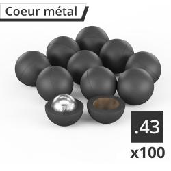 100 Billes Caoutchouc Coeur M&eacute;tal Cal.43 T4E UMAREX