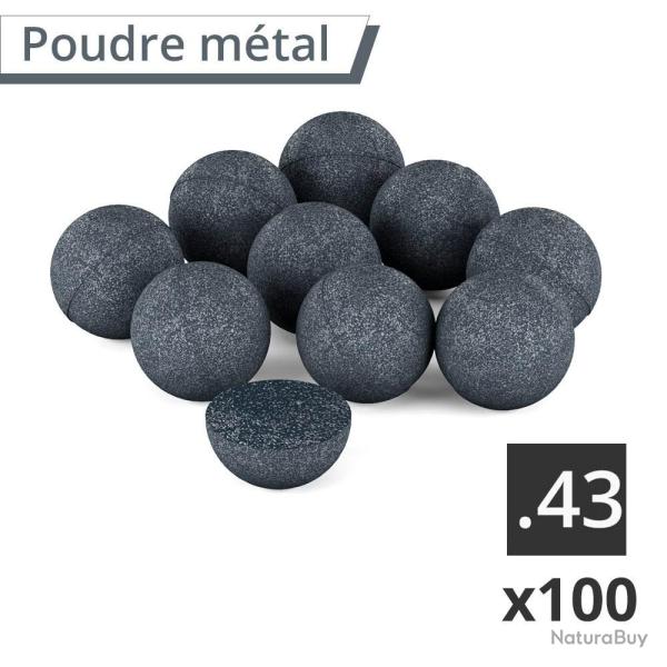 100 Balles Caoutchouc M�tal T4E Calibre .43 Rubber-Steel