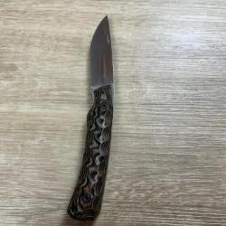 COUTEAU Wildsteer TROLL PLIANT Pakawood marron toxifi&eacute; pochette cuir