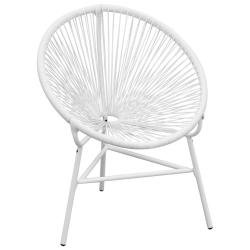 Chaise de jardin en corde forme de lune r&eacute;sine tress&eacute;e blanc