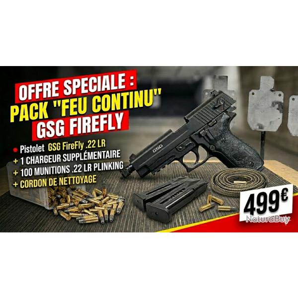 Pack promo GSG firefly standard cal.22lr + 1 chargeur + 100 munitions + boresnake