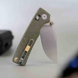 Couteau Vosteed Porcupine ModSwap Lame Acier 154CM Manche Micarta Green Crossbar Lock VOSA3104
