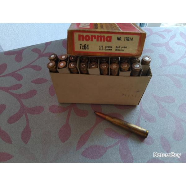 Vds 20 balles cal 7x64 norma 175 grains soft point