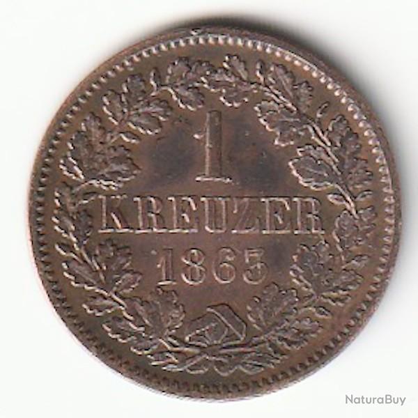 Pi�ce de Monnaie Allemagne 1 Kreuzer - Fr�d�ric Ier Baden 1863 recherch�e