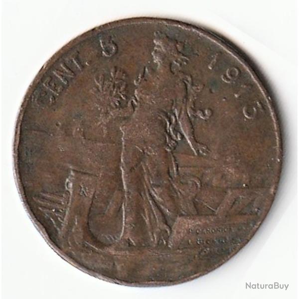 Pi�ce de Monnaie Italie  5 Cent Victor-Emmanuel III 1913
