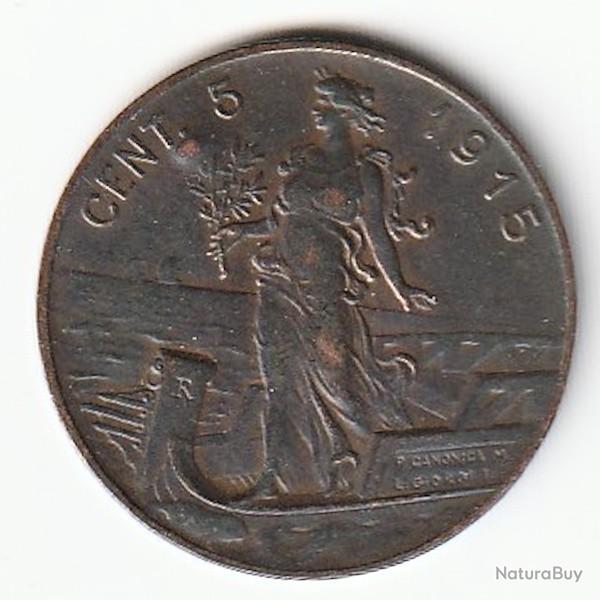 Pi�ce de Monnaie Italie  5 Cent Victor-Emmanuel III 1915
