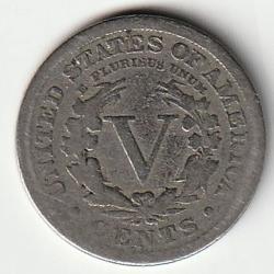 Pi&egrave;ce de Monnaie Etats Unis 5 cents "Liberty Nickel" avec "CENTS" 1898
