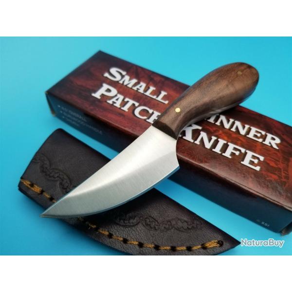 Couteau de Chasse Survie Rando Little Skinner Lame Acier Carbone 1055 Manche Bois Etui Cuir 990