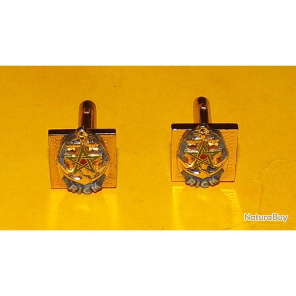 REGIMENT D'INFANTERIE COLONIALE DU MAROC R.I.C.M , PAIRE DE BOUTONS DE MANCHETTES  , TRES BON ETAT V