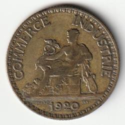 Pi&egrave;ce de Monnaie France 2 francs Chambre de commerce 1920 Rare