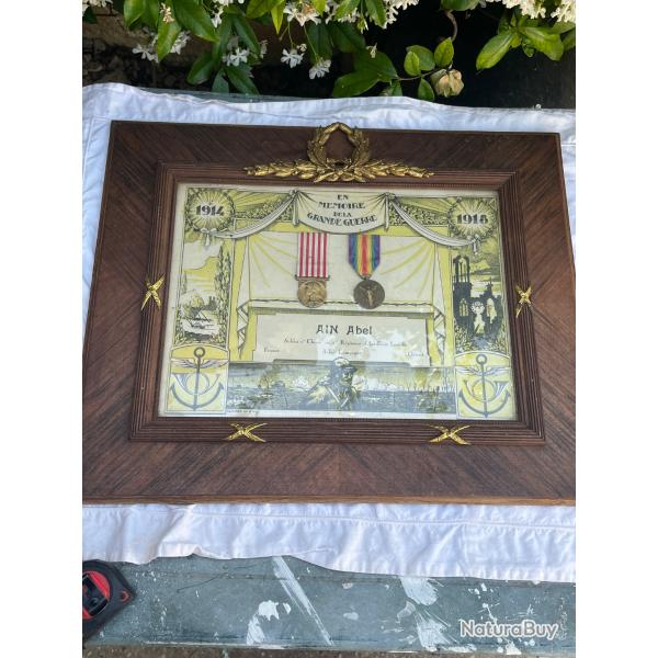 Ancien cadre militaire soldat m�dailles Ww1