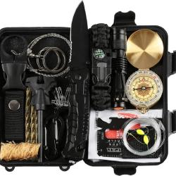 Kit de Survie d'Urgence 27 en 1 Trousse Multi-Outils Outdoor &Eacute;tanche  Camping Randonn&eacute;e Bushcraft