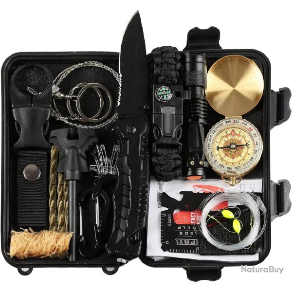 Kit de Survie d'Urgence 27 en 1 Trousse Multi-Outils Outdoor �tanche  Camping Randonn�e Bushcraft