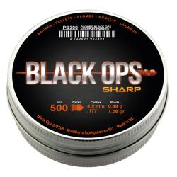 Bo&icirc;te de 500 plombs Black Ops Sharp &agrave; t&ecirc;te pointue cal. 4.5 mm Plombs Black Ops