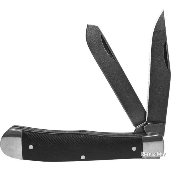 Couteau de Poche Roper Knives Trapper Black D2 Lame Acier D2 Manche G10 sawcut Slip Joint RP0002XGB