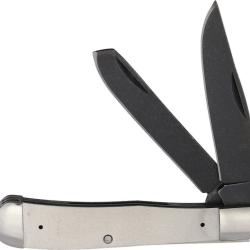 Couteau Roper Knives Trapper Skeleton Lame Carbone Stonewash Sans Plaquettes Slip Joint RP0002XC