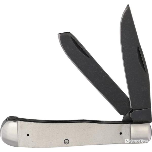 Couteau Roper Knives Trapper Skeleton Lame Carbone Stonewash Sans Plaquettes Slip Joint RP0002XC