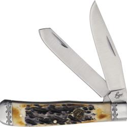 Couteau de Poche Roper Knives Trapper Burnt Bone Lame Acier Carbone Manche Os brule RP0002CBW