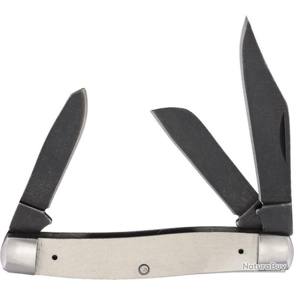 Couteau de Poche Roper Knives Stockman Skeleton Lame Carbone Stonewash Sans Plaquettes RP0001XC