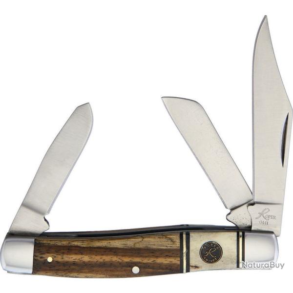 Couteau Roper Knives Laredo Stockman Lame Acier 1065 carbone Manche Bois/Bois de Cerf RP0001SG