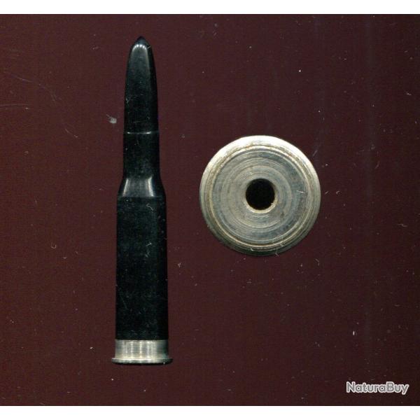 7.62 Mosin Nagant URSS et DDR - inerte - corps bakelite noire - culot acier