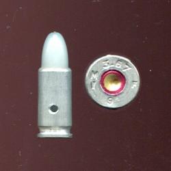 9 mm Parabellum FRANCE - TRES RARE cartouche &agrave; blanc exp&eacute;rimentale &eacute;tui aluminium - brevet PAULET