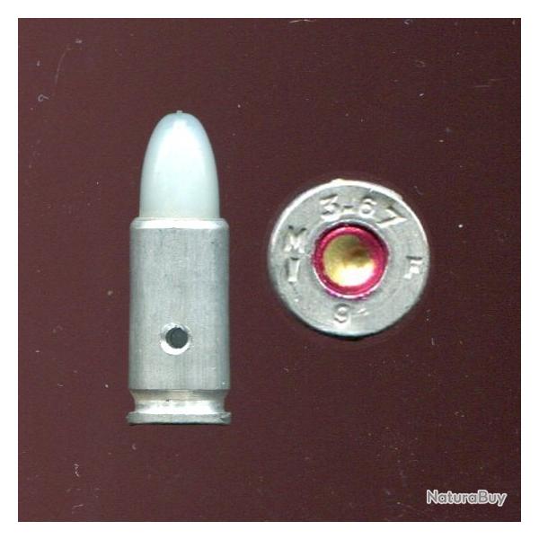 9 mm Parabellum FRANCE - TRES RARE cartouche � blanc exp�rimentale �tui aluminium - brevet PAULET