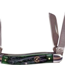 Couteau Roper Knives Stockman Green Bone Lame Acier 1065 carbone Manche Os vert Slip Joint RP0001CGB